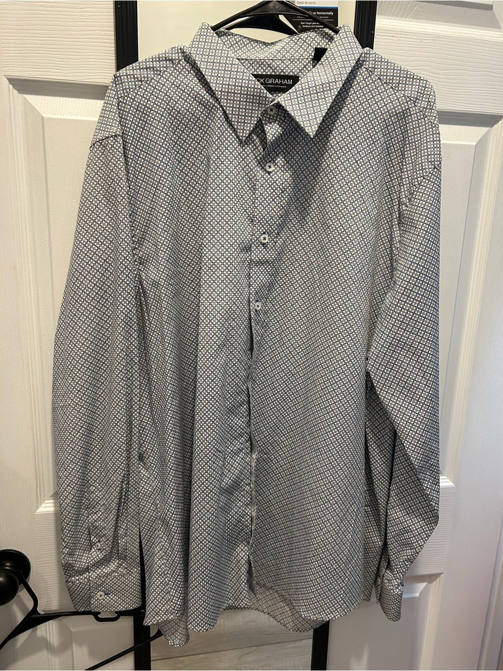 Nick Graham Men's Geometric Print Dress Shirt - Gray/White